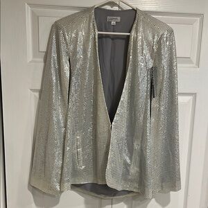 Tahari Silver Sequin Cape Jacket